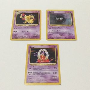 Rare Kadabra 60Hp, Gastly 30Hp, Jynx 70Hp Pokémon